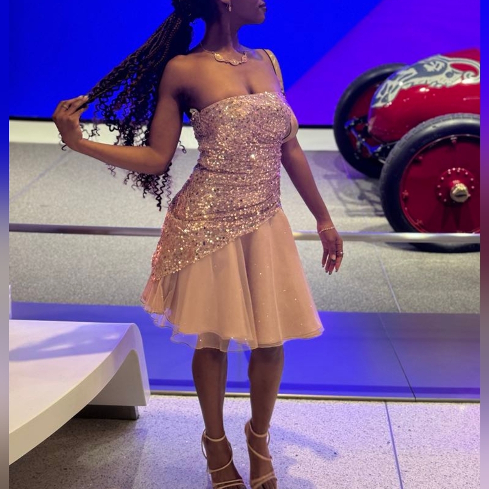 Spakling Strapless Rose Gold Dress